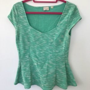Green  top -peplum Anthropology’s 9-H15 STCL